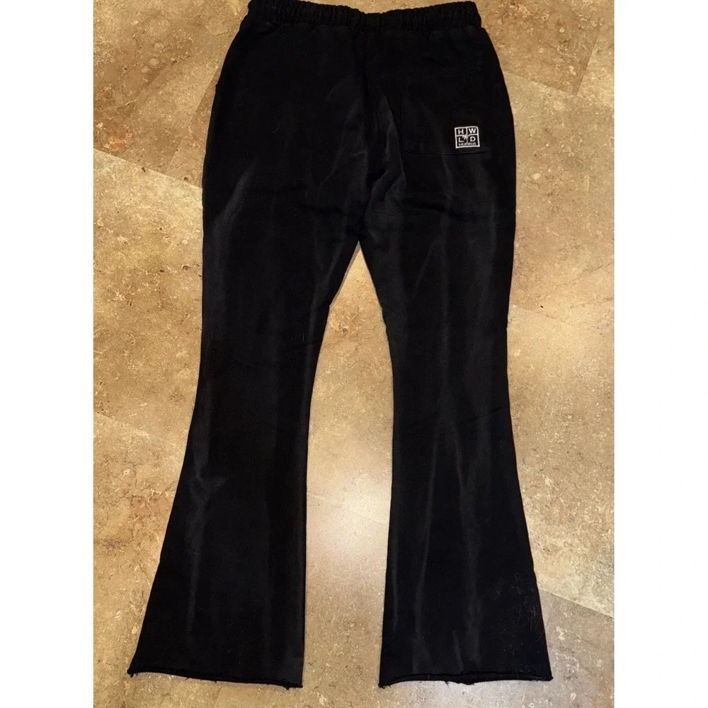 NWT Hollywood Hunna HWLD Black Sweat Pants M/L Streetwear Thick‎ Ruff Hem 32x32